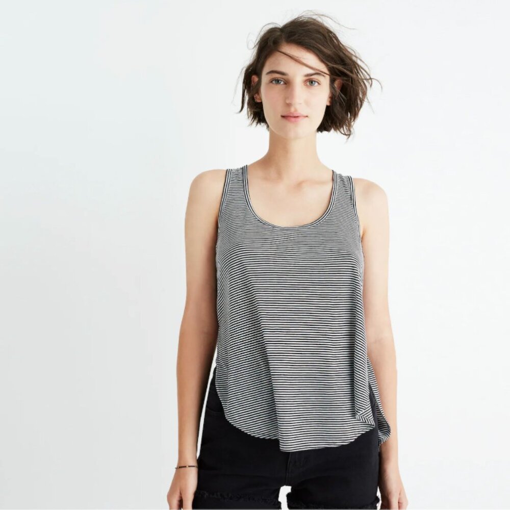 Madewell Strum Striped Black and White Tank Top-Small